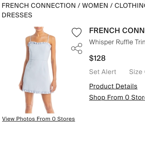 French Connection | Whisper Frill Ruffle Powder Baby Blue Strapless Dress Size 6 - Picture 10 of 10